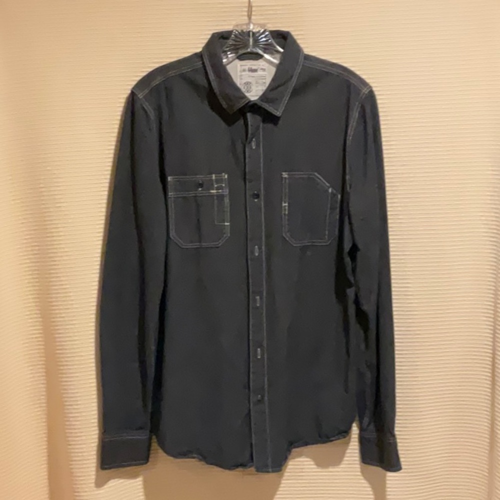 Black Gray denim long sleeve shirt 44MM Brand